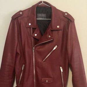 Red Zara Faux Leather Biker Jacket Size XL
